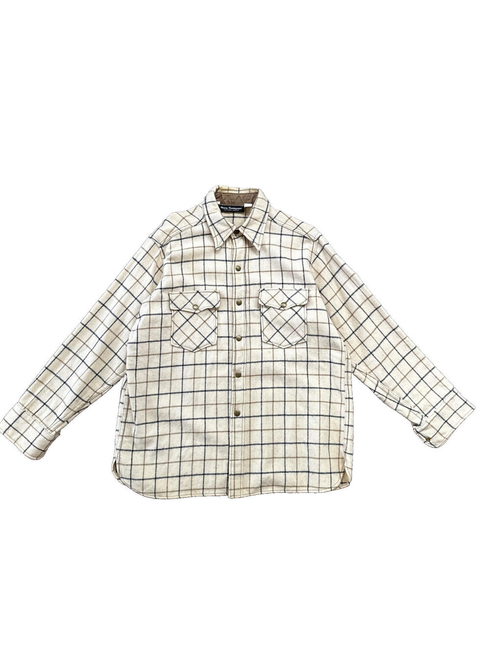 Norm Thompson VTG Long Sleeve Snap Up Heavy Wool Shirt Plaid 60s XL Rockabilly
